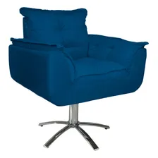 Poltrona Opalla Base Girat贸ria Metal - Suede Azul-royal Foto mini 1
