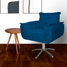 Poltrona Opalla Base Girat贸ria Metal - Suede Azul-royal Foto mini 2