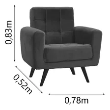 Poltrona Para Sala De Estar Em Veludo Lívia Matrix Foto mini 3