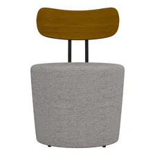 Poltrona Para Sala Decorativa Redonda 53cm Le Moon Linho Cz Cor Cinza Foto mini 3