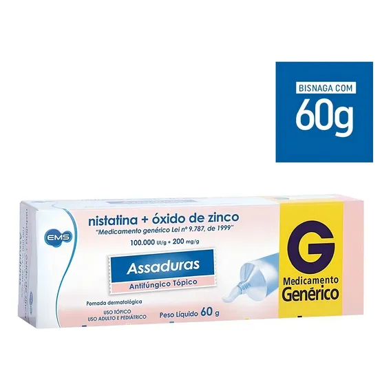 Pomada Assaduras Nistatina + Óxido De Zinco Ems 60g Foto 1