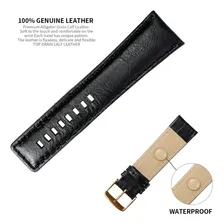 Poolsy pulseira para rel贸gio em couro leg铆timo cor preto largura 24 mm Foto mini 3