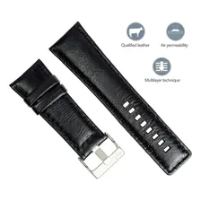 Poolsy pulseira para rel贸gio em couro leg铆timo cor preto largura 24 mm Foto mini 2