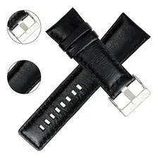 Poolsy pulseira para rel贸gio em couro leg铆timo cor preto largura 24 mm Foto mini 1