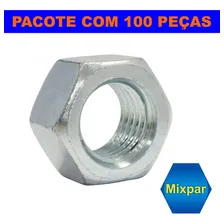 Porca Sextavada 3/8 Zincado Branco Pacote C/100 Peças Foto mini 3