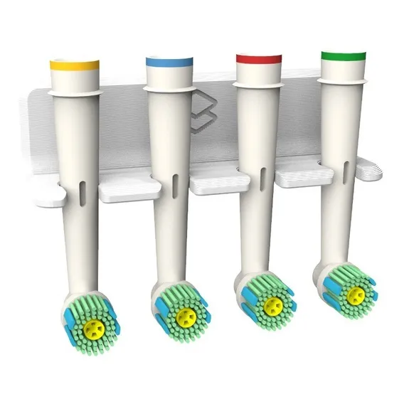 Porta 4 Escova Dente Compatível Refil Elétrica Oral B Fita Cor Branco Foto 1
