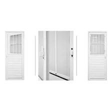 Porta Alumínio Branca Social / Postigo - 80cm X 2,10m Com Grade Cor Branco Foto mini 4