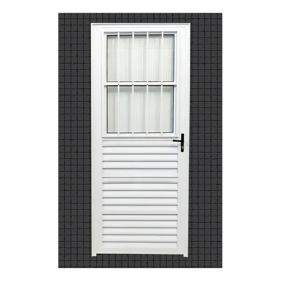 Porta AlumÃnio Branca Social / Postigo - 80cm X 2,10m Com Grade Cor Branco Foto 1