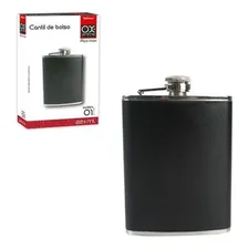Porta Bebida De Bolso Cantil Inox Preto 224ml Vodka Whisky Foto mini 2