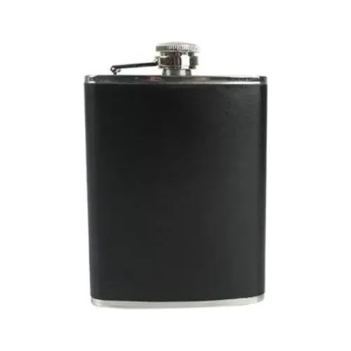 Porta Bebida De Bolso Cantil Inox Preto 224ml Vodka Whisky Foto 1