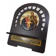 Porta BĂblia Imagem Resinada Suporte Pequeno De Madeira Foto Cor Sagrada FamĂlia Foto mini 1