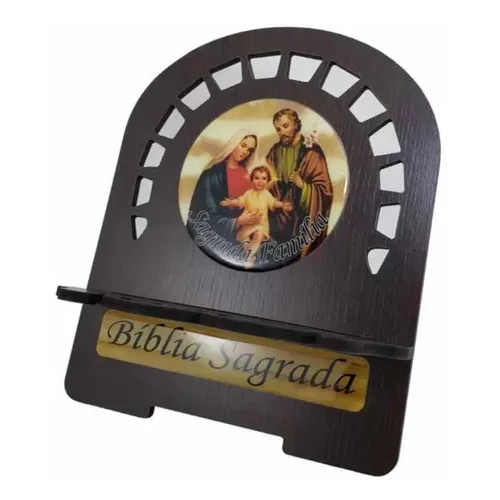 Porta BĂblia Imagem Resinada Suporte Pequeno De Madeira Foto Cor Sagrada FamĂlia Foto 1
