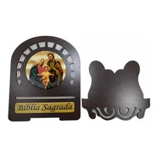 Porta BĂblia Imagem Resinada Suporte Pequeno De Madeira Foto Cor Sagrada FamĂlia Foto mini 2