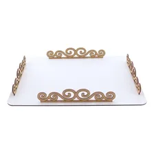 Porta Bolo Retângular Provençal Arabesco Mdf Branco Foto mini 1