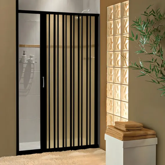 Porta Box Sanfonada Para Chuveiro Pvc 190x185cm Bcf Hf Foto 1