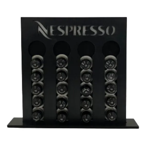 Porta Capsulas Nespresso 20 Cápsulas Mdf Café Cor Preto Tx Foto 1