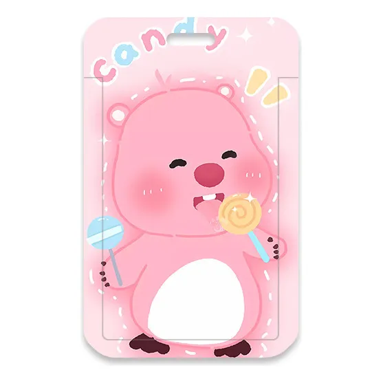 Porta-cartão de estudante; protetor de carteira de identidade cor: rosa, 2 cordões de primavera s Foto 1