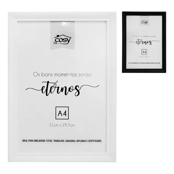 Porta Certificado Moldura Plástico Diploma Parede A4 Foto Cor Branco Foto 1