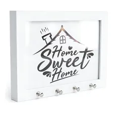 Porta Chave De Parede Decorativo 15x21 Moldura C/ Vidro Foto Cor Branco Foto mini 1