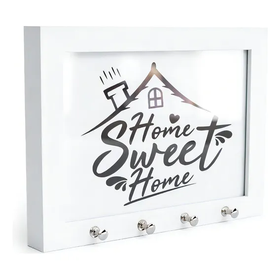 Porta Chave De Parede Decorativo 15x21 Moldura C/ Vidro Foto Cor Branco Foto 1