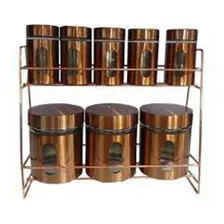 Porta Condimento De Vidro Inox Kit Com 8 Peças Foto  mini 1