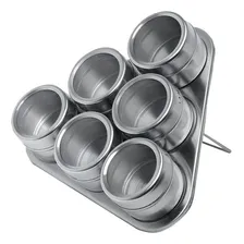 Porta Condimento Tempero Em Inox Com Imã Cozinha 6 Potes Foto mini 2