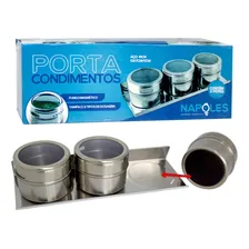 Porta Condimento Tempero Inox Magnético Imã Cozinha 3 Potes Foto mini  3