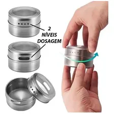 Porta Condimento Tempero Inox Magnético Imã Cozinha 3 Potes Foto mini 4