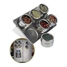 Porta Condimento Tempero Magnético Em Inox 6 Potes C/ Im Foto  mini 1