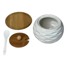 Porta Condimento Tempero Saleiro De Porcelana Com Bandeja Foto mini 4
