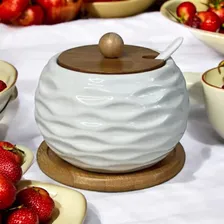 Porta Condimento Tempero Saleiro De Porcelana Com Bandeja Foto mini  3