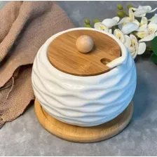Porta Condimento Tempero Saleiro De Porcelana Com Bandeja Foto mini  2