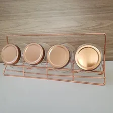 Porta Condimentos 4 Peças Com Suporte Aramado Rose Foto mini 3