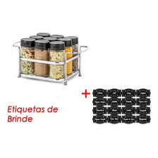 Porta Condimentos Aço Cromado 9 Potes Com Suporte Cesta Foto mini 2