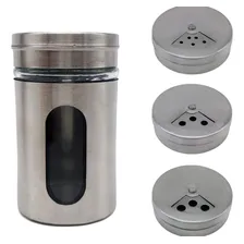 Porta Condimentos Aço Inox E Vidro Tampa Regulagem Tempero Cor Cinza Foto mini 3