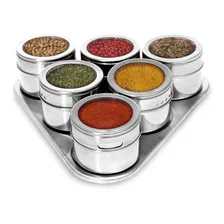 Porta Condimentos Magnético Em Inox Com Imã Cozinha 6 Potes Foto  mini 1