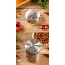 Porta Condimentos Saleiro Inox E Vidro Com Visor Médio Foto mini 1