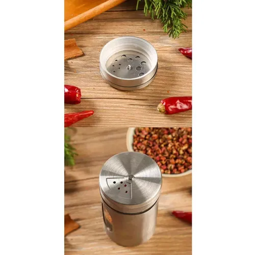 Porta Condimentos Saleiro Inox E Vidro Com Visor Médio Foto 1