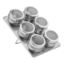 Porta Condimentos Temperos Magnetico Inox 6 Pçs Foto mini 4
