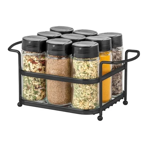 Porta Condimentos Temperos Mini Cesta Com 9 Potes De Vidro Foto 1