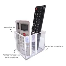 Porta Controle Remoto Com 2 Divisórias AcrÃlico Transparente Foto mini 3