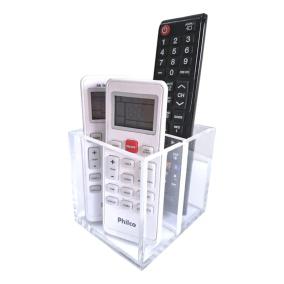 Porta Controle Remoto Com 2 Divisórias AcrÃlico Transparente Foto 1