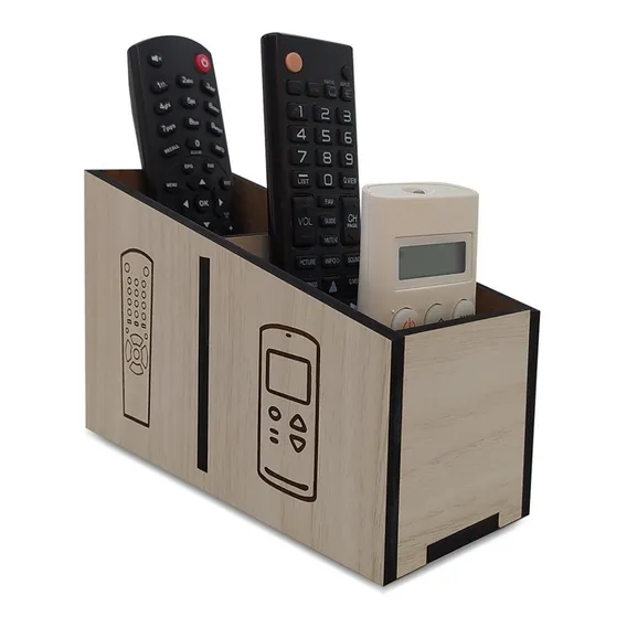 Porta Controle Remotos Com 2 Divis贸rias Em Mdf Foto 1