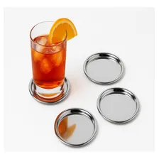 Porta Copos De Mesa Fato Aço Inox Elegância Sofisticação Kit 4un Foto  mini 1