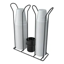 Porta Copos Descartáveis 200/80ml Café Água Dispenser Preto Organizador Elegante Black Foto  mini 1