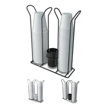 Porta Copos Descartáveis 200/80ml Café Água Dispenser Preto Organizador Elegante Black Foto mini  2
