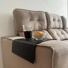 Porta Copos E Controle Remotos Braço Sofá Mdf Preto Esteiras Lisa Foto mini 3