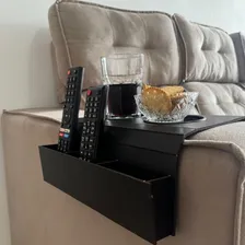 Porta Copos E Controle Remotos Braço Sofá Mdf Preto Esteiras Lisa Foto mini 4