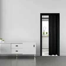 Porta Correr Sanfonada Pvc 80cm Preta Completa Para Quarto Cor Preto Foto mini 4