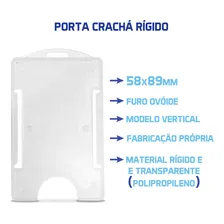 Porta Crachá RÃgido Vertical Transparente - 100 Unidades Foto mini 4